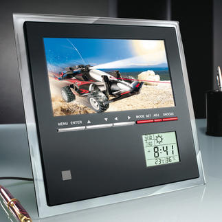 Cadre photo num&eacute;rique design, avec station m&eacute;t&eacute;o